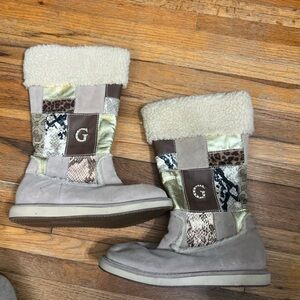 Guess Halsey Suede Leather Patchwork Boots Womens Size 7 Warmth Comfort